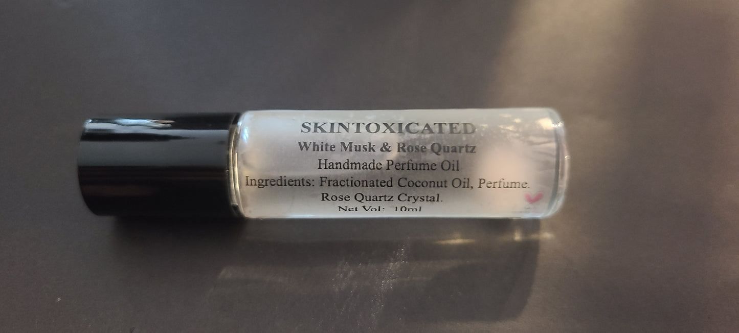 White musk and Rose quartz skintoxicated perfume roll on