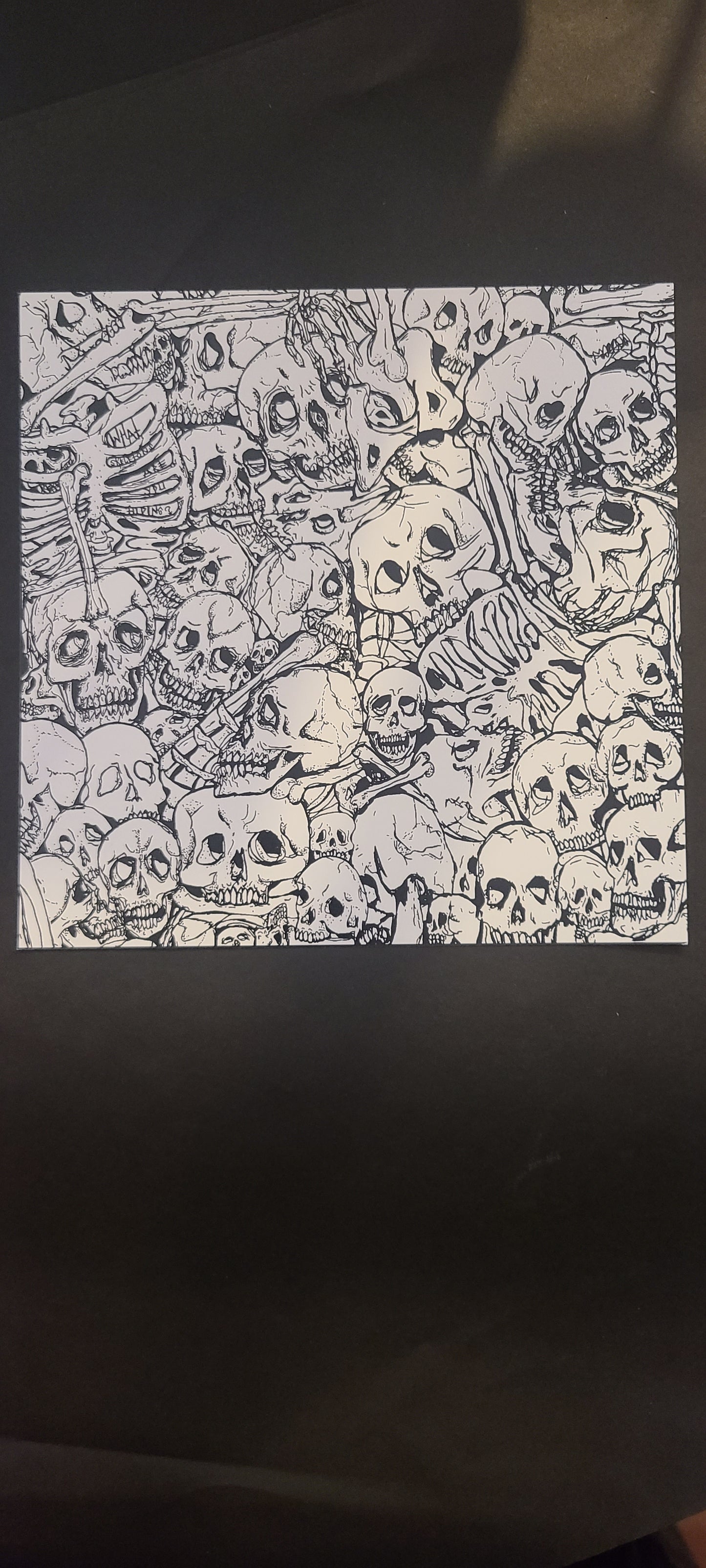 Catacombs skull stack pile O' bones "what skeletons are you hiding?" Card with envelope