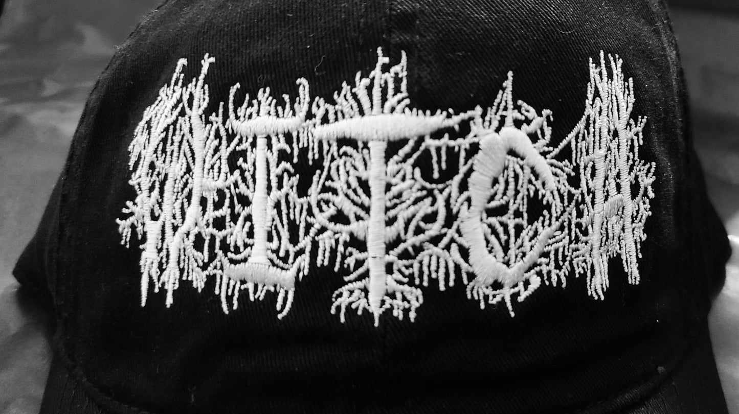 Metal font WITCH wood witch cornstalk font baseball cap