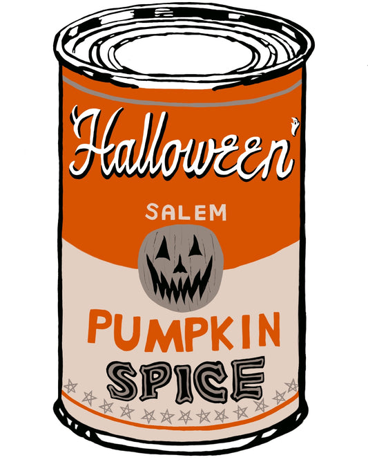 Pumpkin spice canned print Halloween Salem