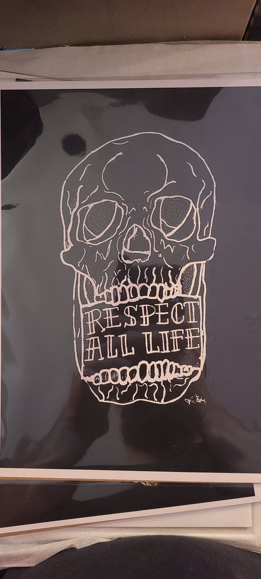 Respect all life skull print