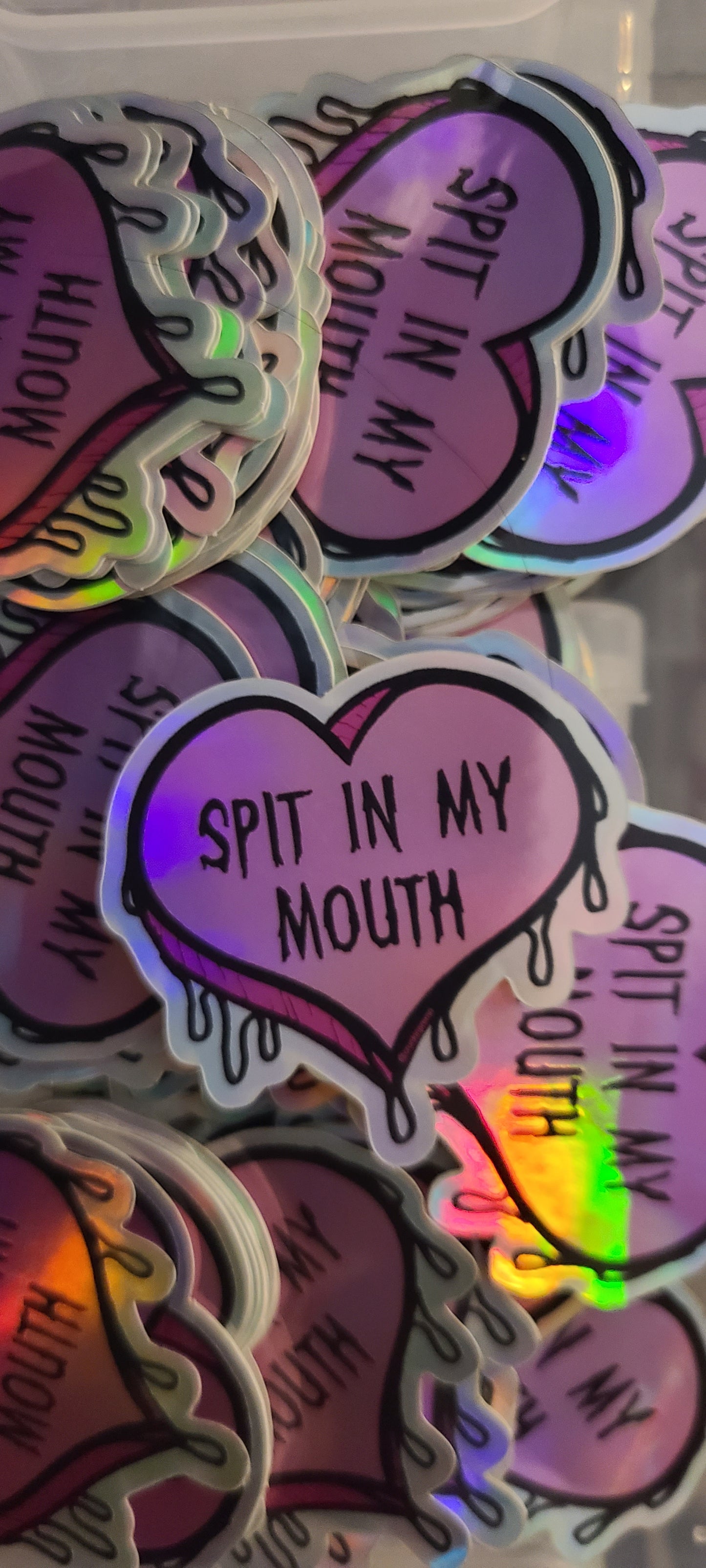 Spit in my mouth sticker heart