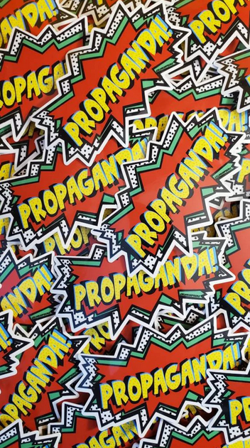 Comic propaganda sticker